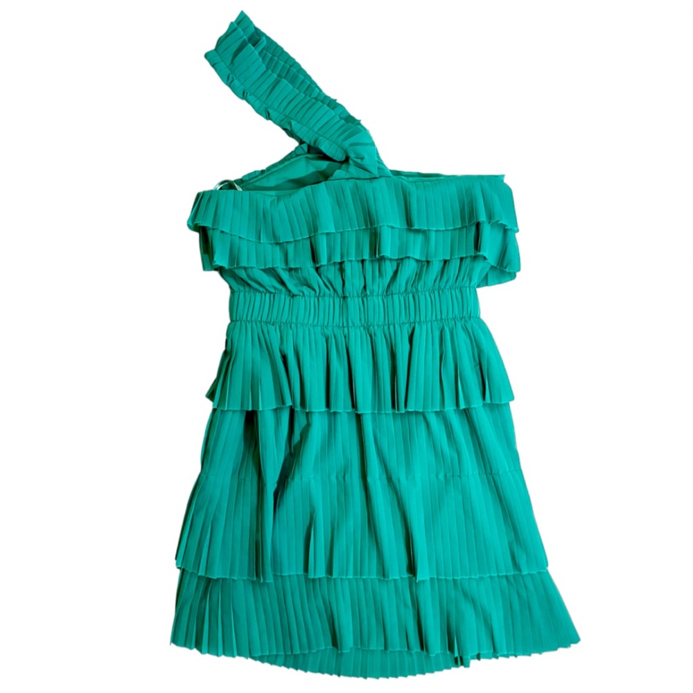 REISS Ruffle Pleated One-Shoulder Dress - Picture 5 of 5